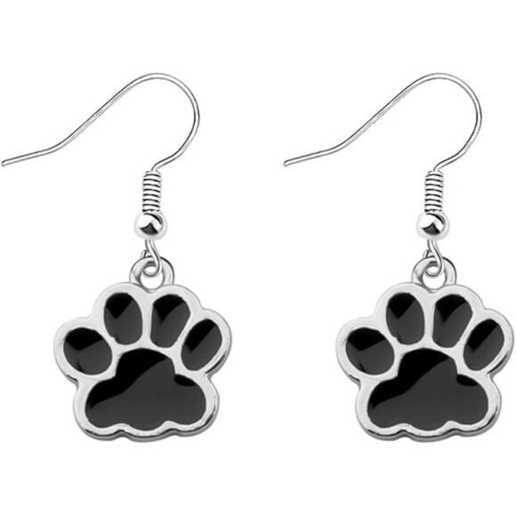 Dog Paw Earrings Cute Paw Print Dangle Dog Jewelry Gift Dog Lover Mom Women - Picture 6 of 6